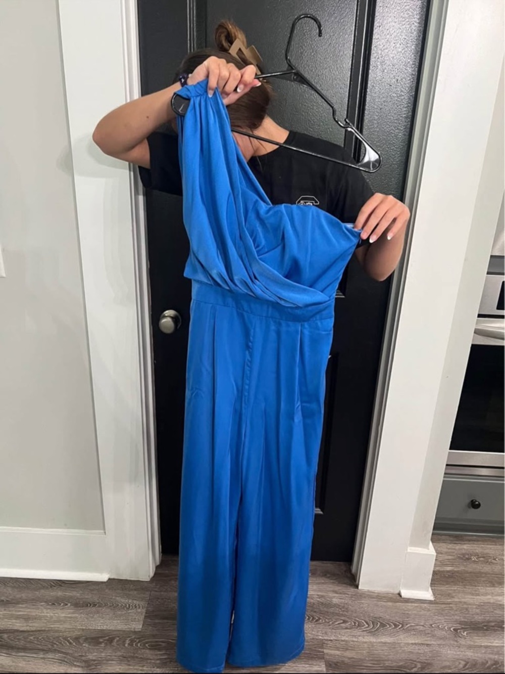 One-Shoulder Electric Blue Jumpsuit